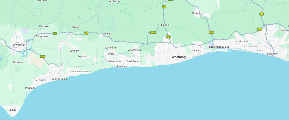 Map of Littlehampton and surrounding areas