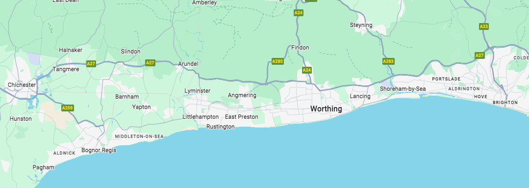 Map of Rustington and surrounding areas